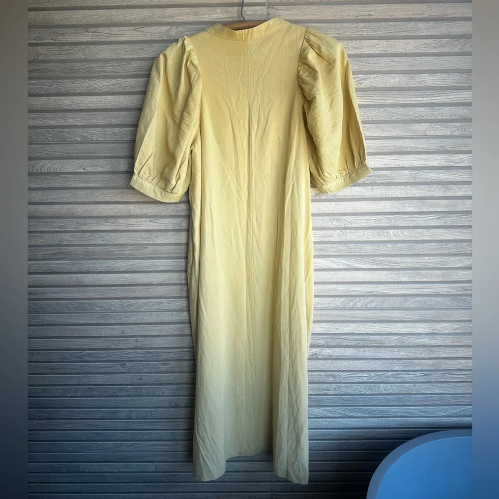 Ann Taylor Long Sleeve Buttery Yellow LINEN Dress - Picture 4 of 8